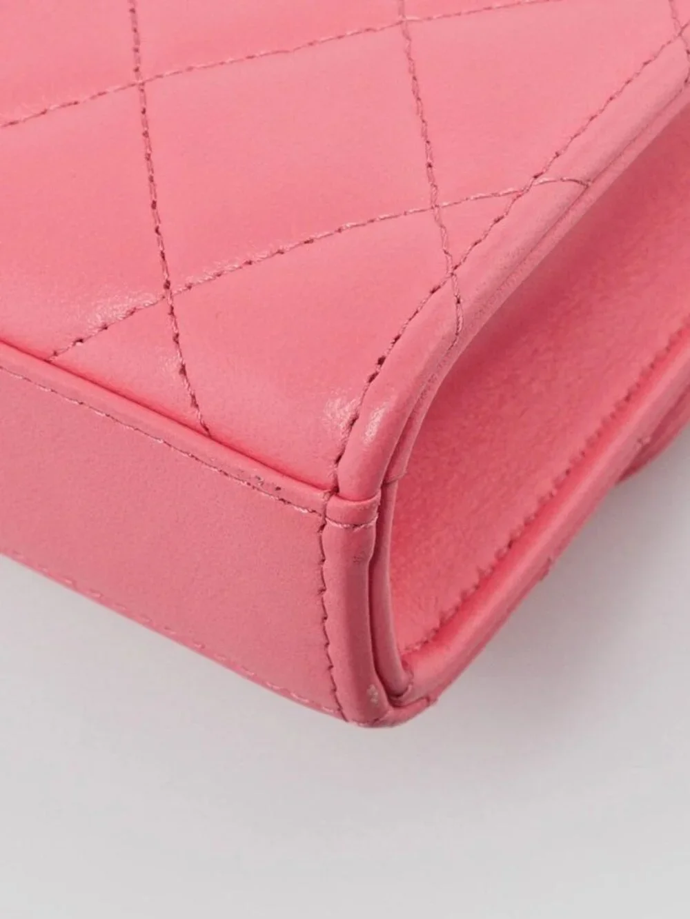 Chanel Coral Quilted Lambskin Leather Mini Trendy CC Clutch with Chain Bag - Picture 10 of 11